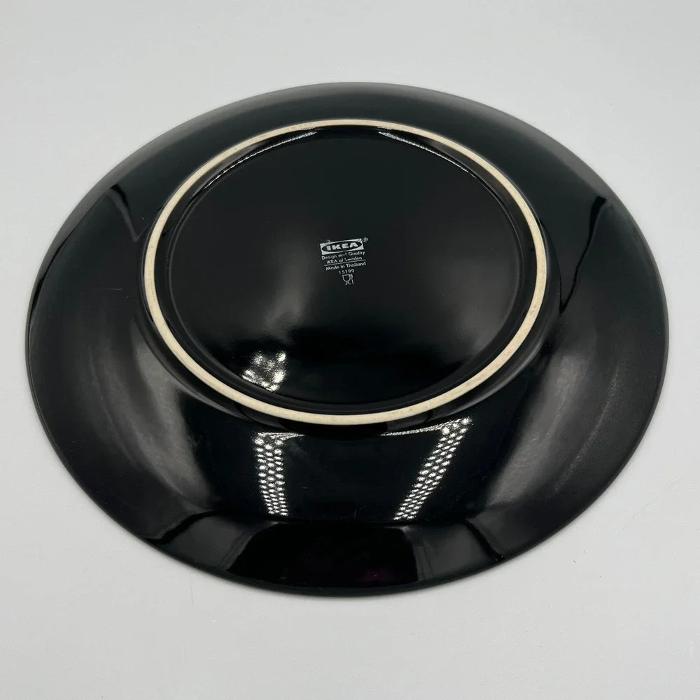 IKEA Dinner Plates Set of 6 Black Very Good 10.25 Inch Glossy Modern Dining